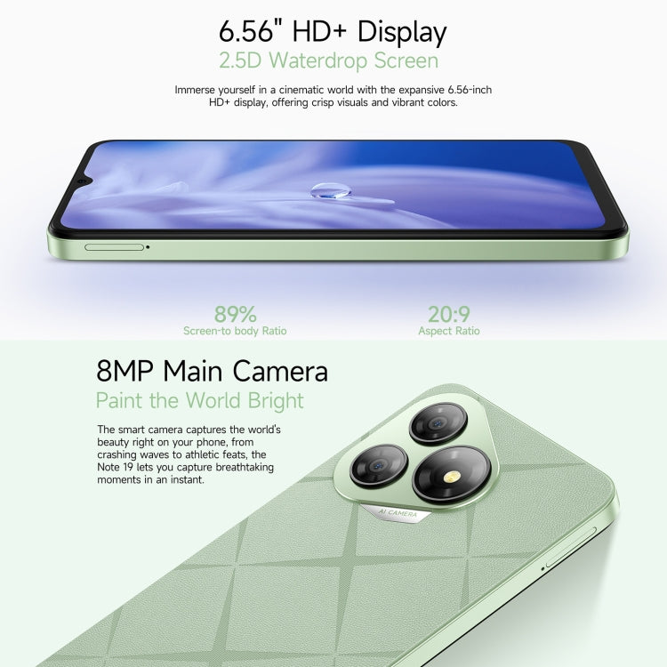 Ulefone Note 19, 3GB+32GB, Face ID & Side Fingerprint, 6.56 inch Android 14 Go Unisoc T603 Octa Core, Network: 4G, Dual SIM, OTG Ulefone Note 19, 3GB+32GB, Face ID & Side Fingerprint, 6.56 inch Android 14 Go Unisoc T603 Octa Core, Network: 4G, Dual SIM, OTG